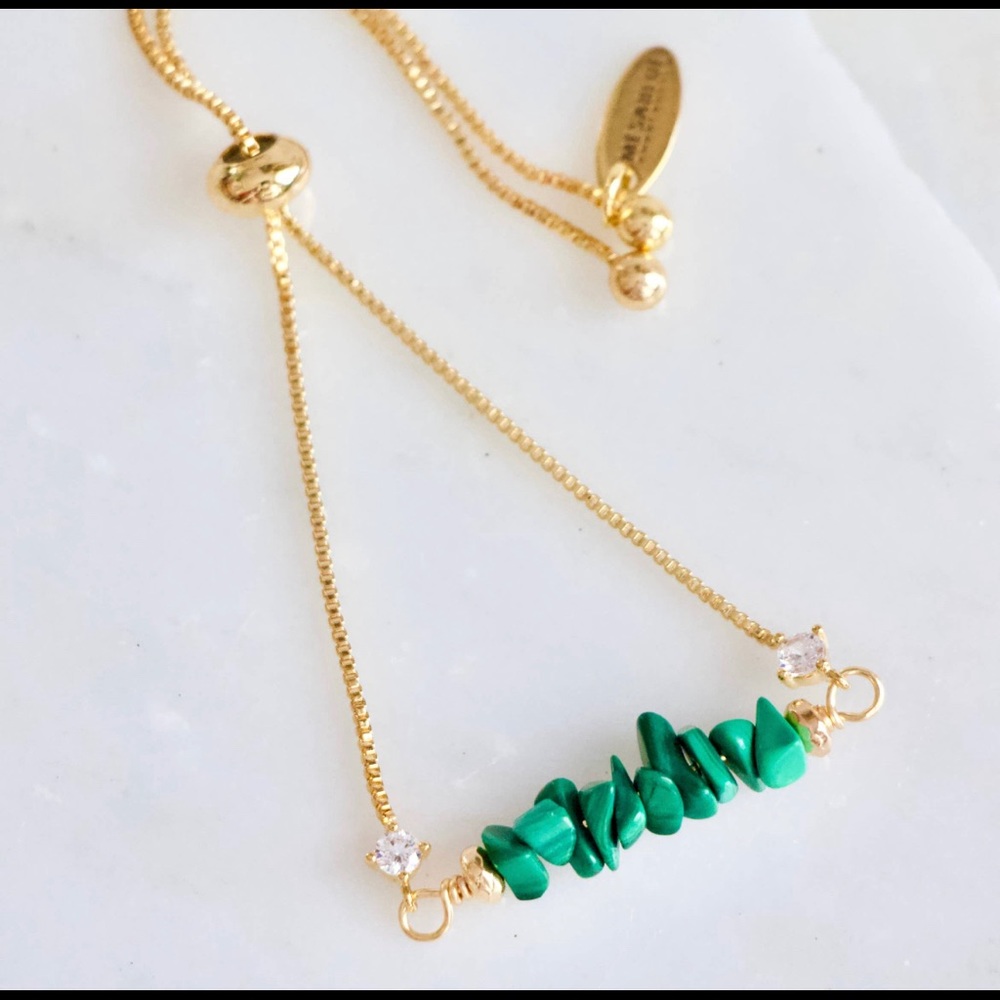 Malachite gold adjustable bracelet